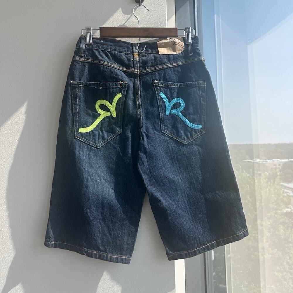 Rocawear Denim Shorts Size 14 Blue Dark Wash Cotton Regular Fit 13"